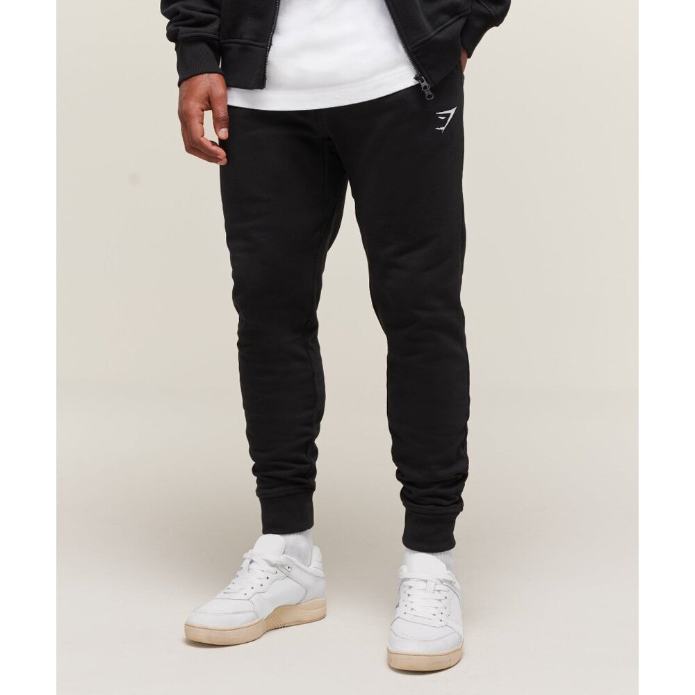 GYMSHARK Crest Joggers Black Sweatpants Mens Large Loungewear Sporty